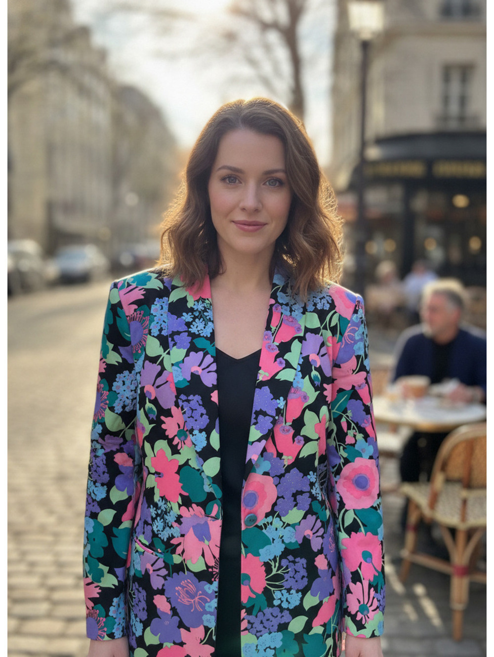 Bob Mackie Floral Patterned Blazer Jacket Size L